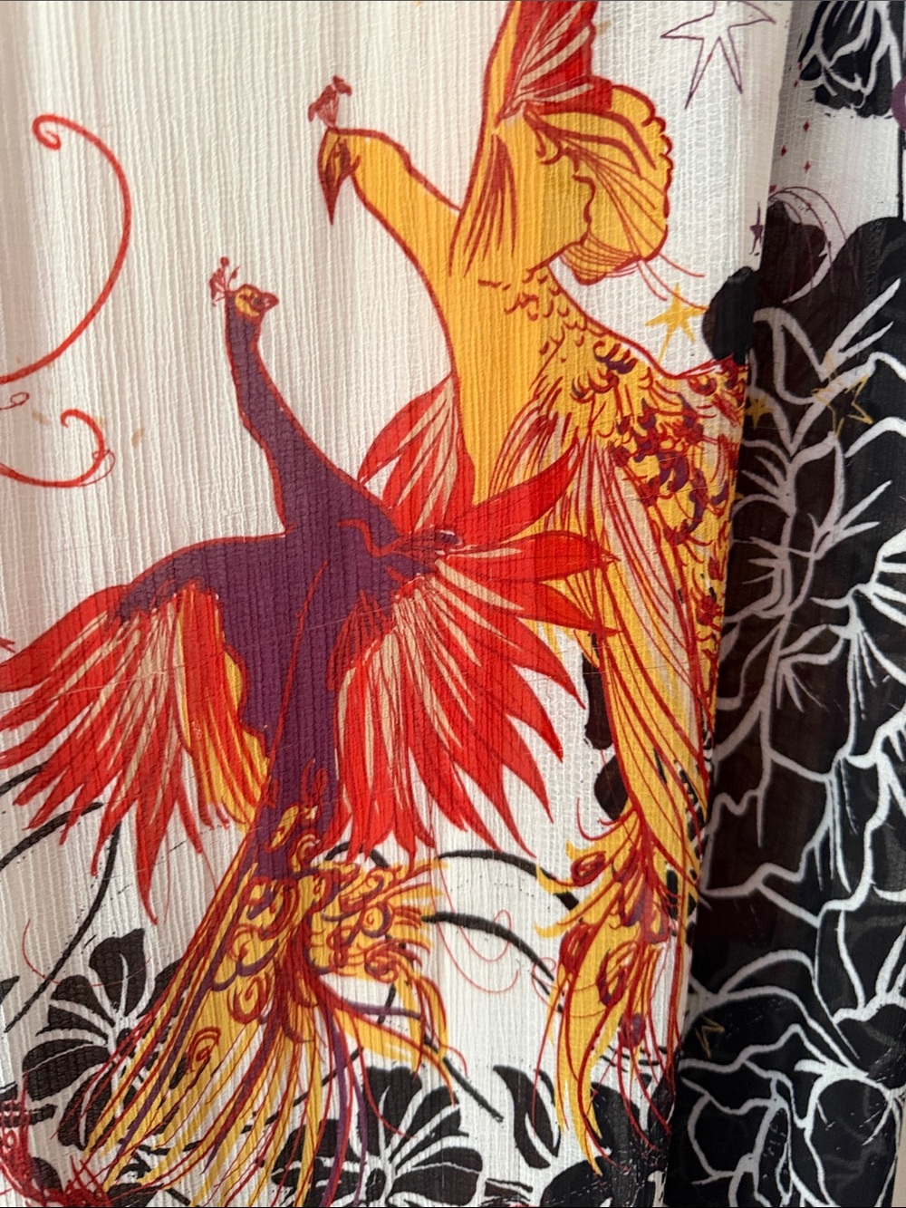 Free People Floral V-Neck Tiered Maxi Dress in White, Orange, & Black - Picture 4 of 11